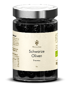 Produktfoto zu Schwarze Oliven Thrumba (mit Stein)